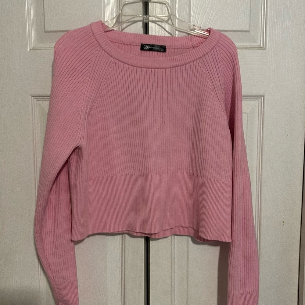 2 piece sweater set. Long sleeve top with straight skirt.